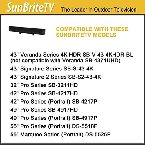 SunBriteTV All-Weather 20 WATT Sound Bar SB-SP472-BL Black 3