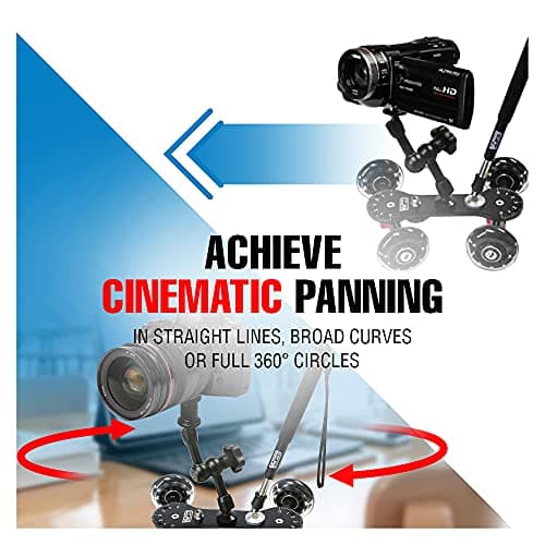 Vidpro SK-22 Professional Skater Dolly - Rolling Slider for DLSR Cameras & Camcorders Ideal for Low-Level Shooting & Panning 25 Lbs Capacity Smooth Rubber Wheels 7 Mounting Points & Extendable Handle 7