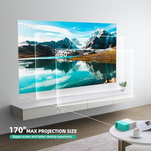 Portable Projector, wepvo Mini Projectors for Cartoon, Kids Gift, Outdoor Movie Projector, LED Video Projectors for Home Theater MovieProjector with HDMI USB Interfaces and Remote Control (YG300Plus) 6