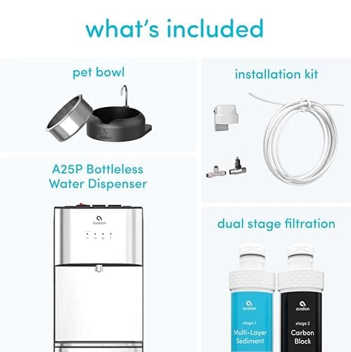 Avalon Self Cleaning Bottleless Water Cooler Water Dispenser with Pet Bowl- 2 Temperature Settings - Hot & Cold, Durable Stainless Steel, NSF Certified Filtration- UL Listed 4