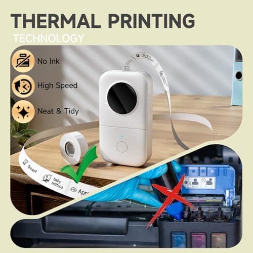 Phomemo Label Printer- D30 Label Maker Machine with 3 Roll Adhesive Label Thermal Paper, Back to School Supplies for Kids,Teacher, Sticker Printer,for Office Home Organization (USB Rechargeable)-White 5