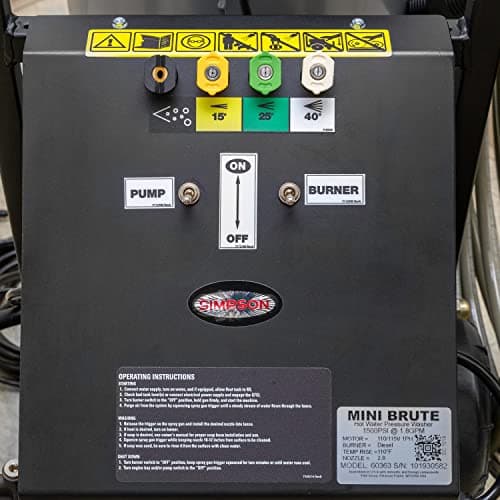 Simpson Cleaning 1500 PSI Electric Pressure Washer, 1.8 GPM Power Washer for Hot Water Use, 50-Foot Steel-Braided Insulated Hose, Mini Brute, 49-State (MB1518) 14
