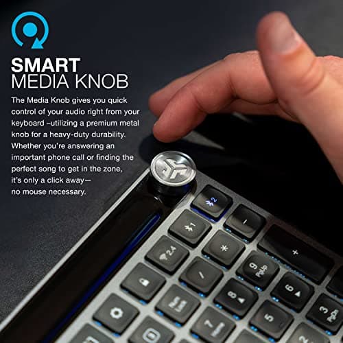 JLab Epic Wireless Keyboard, Black, 108 Keys, Connect Via Bluetooth or USB Wireless Dongle, Multi-Device Toggle, Soft Touch Keys, Smart Media Knob, Custom User Profiles, Rechargeable (1 Pack) 7