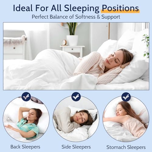 ROUMEA Pillows Queen Size Set of 2, Gusseted Bed Pillows for Sleeping 2 Pack, Luxury Hotel Quality, Supportive Queen Pillow with Soft Down Alternative for Back Stomach Side Sleepers, Machine Washable 6