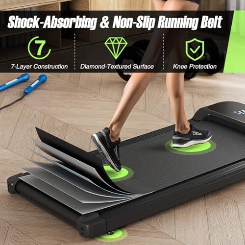 Goplus Walking Pad, 2.5 HP Under Desk Treadmill with Remote Control & LED Display, 3 Countdown Modes, 0.6-4 MPH Portable Treadmills for Home Small, Office, Free-Installation 6