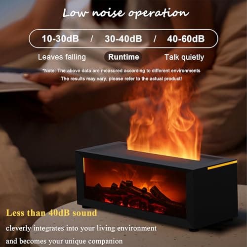 Holwim Fireplace Essential Oil Diffuser, Aromatherapy Diffuser, 150ml Ultrasonic Cool Mist Humidifier, 7 Colors Firelight Flame Diffusers with Remote, Waterless Auto-Off & Timer for Home Office(Black) 5