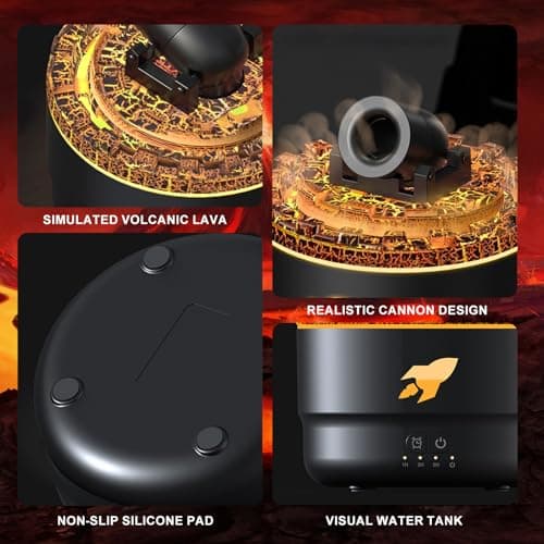 Cannon Humidifier, 280ML Cannon Diffuser with 7-Color LED Light and Timer, 2 Spray Modes Vapor Cool Mist Humidifier for Bedroom 6