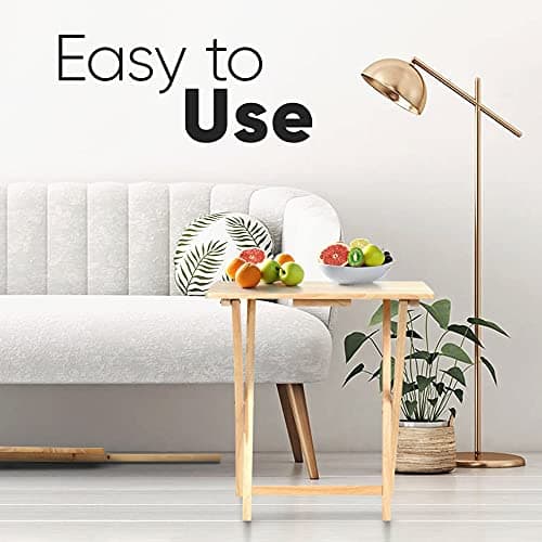 PJ Wood Rectangle Folding Portable TV Snack Serving Tray Table, Solid Wood Construction with Natural Finish, Natural, 2 Piece Set 6