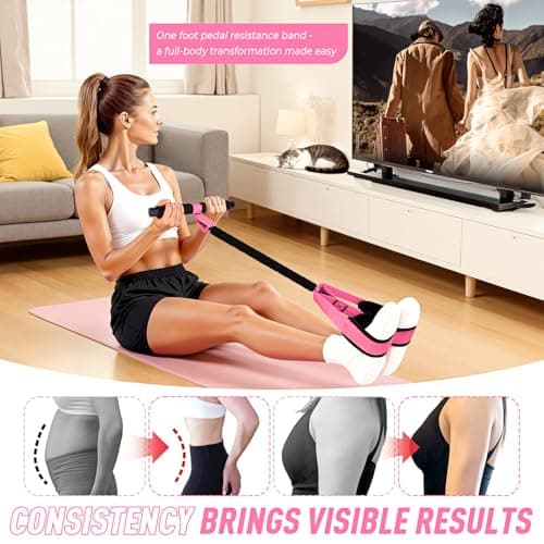 NTIUYOT Upgraded Durable Pedal Resistance Band with Handle, Thickened Latex Tubes and Soft Foam Fabric Foot Pedal, Sit Up Exercise Equipment for Abdomen, Waist, Arm, Core/ABS, Leg, Physical Therapy 5