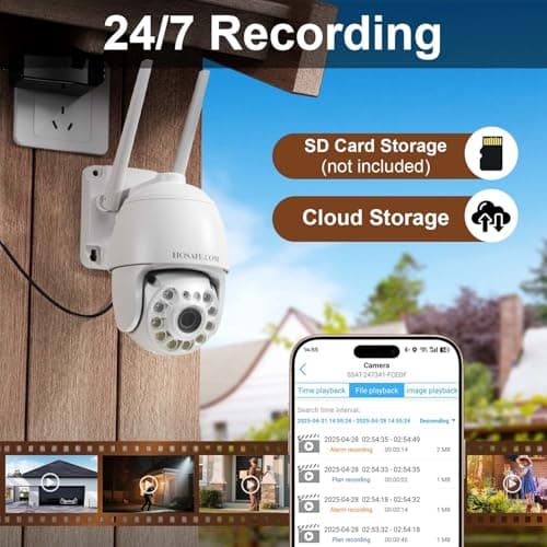 Plug-in Cameras for Home Security 4MP HD, Hosafe WiFi Security Cameras Wireless Outdoor, Outdoor Camera Wireless, Motion Detection, Pan Tilt Auto Tracking, Two Way Audio, Color Night Vision, IP66 7