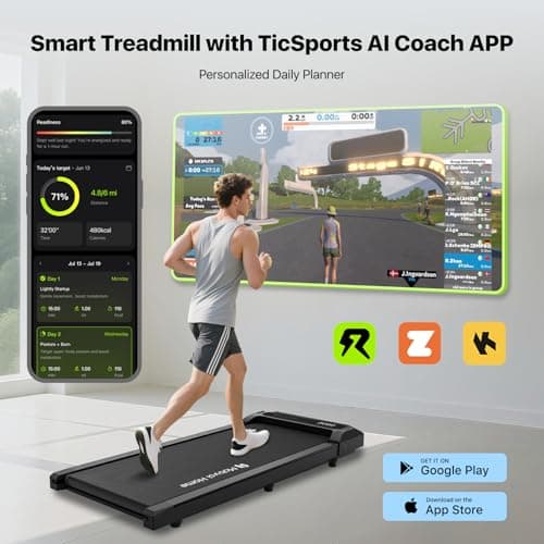 Mobvoi Smart AI Treadmill Ultra/SE Walking Pad Treadmills Under Desk Running Machine Compact Portable TicSports APP for Home Office 265 LBS (Mobvoi Walking Pad Treadmill Edge) 5