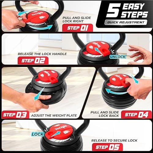 Yes4All Adjustable Kettlebell, Kettle Grip, Kettlebell Handle, Convert to Kettlebells Weight Set 5