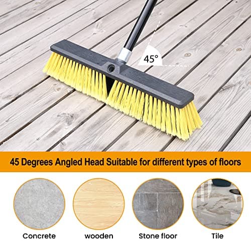 KeFanta 18 Inches Push Broom Outdoor- Heavy Duty Broom with 63" Long Handle for Deck Driveway Garage Yard Patio Warehouse Concrete Floor Cleaning 7