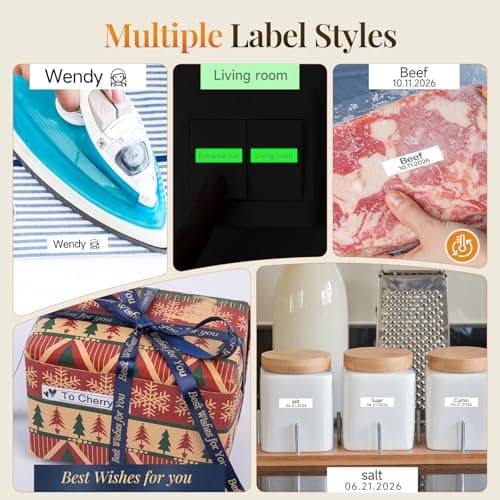 Phomemo Ribbon Label Printer, Kitchen Magnetic Label Maker Machine with Tapes F12 Handheld Rechargeable Backlit-LCD Screen Labeler One-Click Print Date for Home Food School Gift Wrapping Fridge White 8
