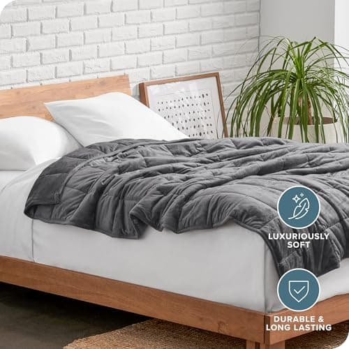 Bare Home Weighted Blanket Twin or Full Size 10lb (40" x 60") - Minky Fleece - Premium Heavy Blanket Nontoxic Glass Beads (Grey, 40"x60") 5