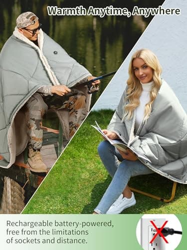 VOFUOTI MAX Heated Blanket Battery Operated, 20000mAh, Wearable Heating Throw Blanket Shawl, Heating Pad for Shoulder and Neck, 3 Heating Levels, up to 7.5 Hours 7