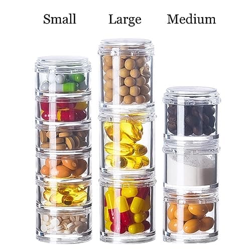 XIMYWRD Stackable Pill Organizer, 7-Days Travel Pill Case, Pill Box for Pocket, Portable Medicine Vitamin Container Holder Medium Rainbow 6