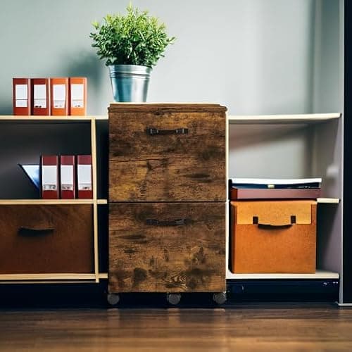 VASAGLE 2-Drawer File Cabinet, Small Rolling Filing Cabinet for Home Office, Printer Stand, for A4, Letter-Size Documents, 15.7 x 16.5 x 27.6 Inches, Rustic Brown and Ink Black UOFC040B01 5