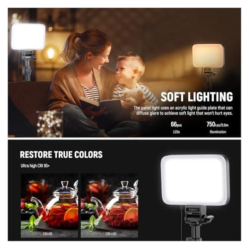 NEEWER BASICS LED Video Light, 2 Pack Studio Panel Key Lighting Kit with Tripod Stands & Filters, Bi Color Dimmable Portable 3200~5600K CRI95 750lux for Photography Recording Streaming Podcast, BP66 3