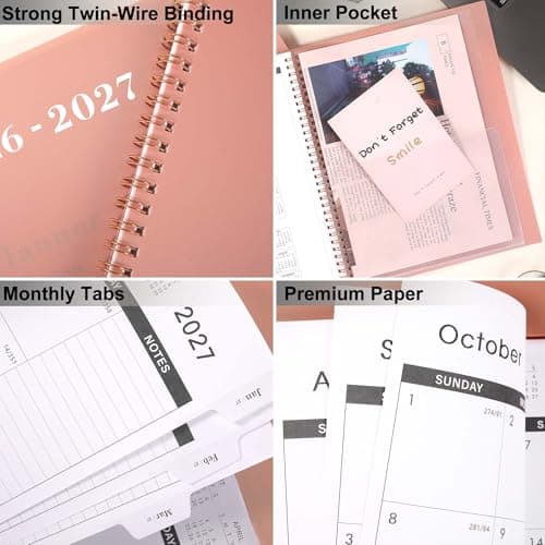 2026-2027 Monthly Planner - Monthly Planner 2026-2027, Jul. 2026 - Jun. 2027, 9" x 11", 12-Month Planner, Tabs & Pocket, Twin-Wire Binding - Rosy Pink 5