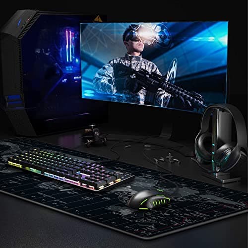 JIALONG Large Gaming Mouse Pad Extended Desk Mat XXL Mousepad with Non-Slip Keyboard Pad for Office Laptop, Computer and PC - 35.4 x 15.7 inches World Map 7