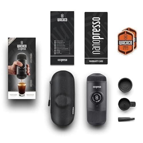 Wacaco Nanopresso Portable Espresso Maker bundled with Nanopresso Protective Case, Upgrade Version of Minipresso, 18 Bar Pressure, Extra Small Travel Coffee Maker, Manually Operated 8