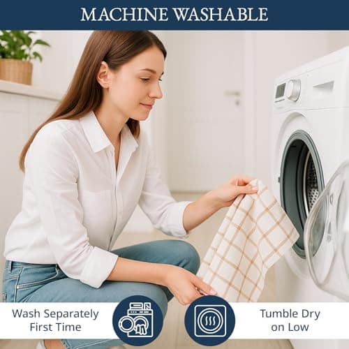 LANE LINEN Cotton Kitchen Towels and Dish Cloths Set, 6-Pack – Absorbent, Quick-Drying Dish Towel, 18" x 28", Soft, Premium Hand and Tea Towels - Beige 9