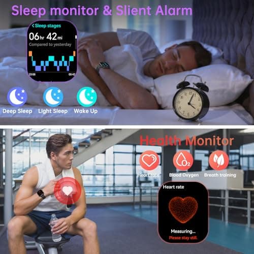 Smart Watch GPS, 2.06"HD AMOLED Display Smartwatch for Men/Women(Answer/Make Call),110+ Workout Mode, 5 ATM Water-Resistance, Heart Rate/Sleep Monitor /Stress, Pedometer Running Watch for Android/iOS 8