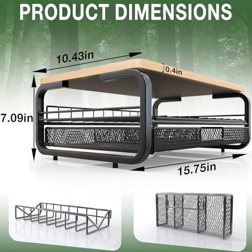 Qatsrin High Grade Wood Monitor Stand Riser, Large Capacity Monitor Stand with Drawer, Monitor Stand for Desk with Plug Holder Pen Holder, Monitor Riser Desk Organizer for Laptop iMac, Original Wood 6