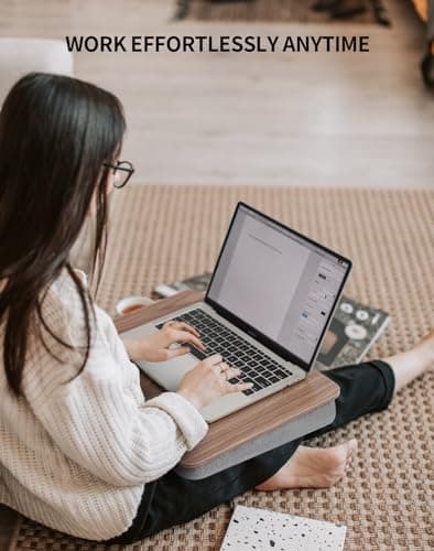 ZEAPTAC Portable Lap Laptop Desk with Pillow Cushion, Fits up to 15.6 inch Laptop, Lap Stand for Bed & Couch & Carpet, Book Tablet/Drawing Board/Computer Laptop Stand - Dark Brown Wood 2