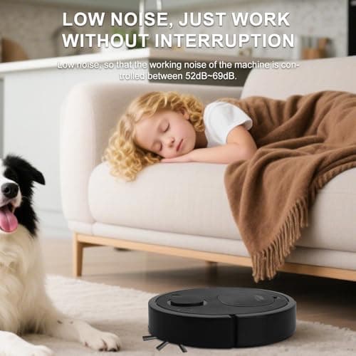 Mini Robotic Vacuum Cleaner for Pet Hair, 1200Pa Suction with Dual Side Brushes, 6cm Ultra-Thin ≤55dB Quiet, Fits Hardwood/Low-Pile Carpets，Powerful Suction Robot Vacuum for Small Homes 5