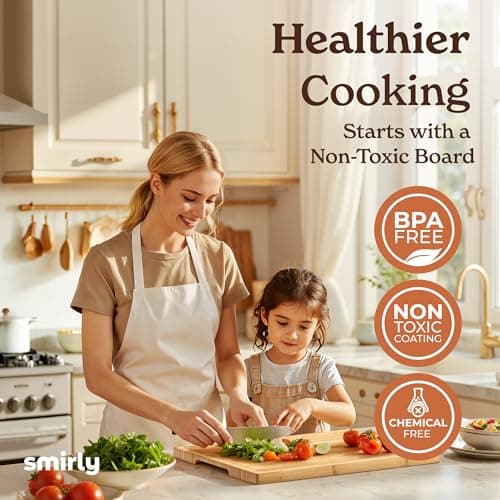 SMIRLY Wooden Cutting Boards For Kitchen Meal Prep & Serving - Bamboo Cutting Board Set with Holder, Charcuterie & Chopping Board, Wood Cutting Board Set, Kitchen Gadgets 6