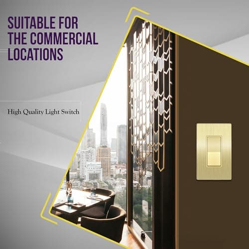 ENERLITES Elite Series Decorator Light Switch with Brushed Screwless Wall Plate, Single Pole, 3 Wire, Grounding Screw, Residential Grade, 15A 120V, UL Listed, 91150-GDWBP, Brush Gold with Wall Plate 5