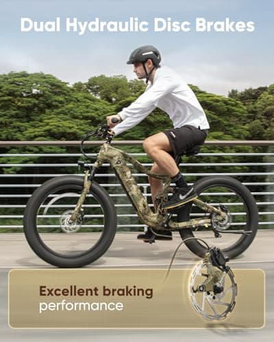PUCKIPUPPY Boxer Electric Bike for Adults 960W, 48V 20AH Battery Ebike, Full Suspension 26" Fat Tire E Bike, 28MPH 80Miles Range Mountain Electric Bicycle, 7 Speed Hydraulic Disc Brakes Camouflage 8