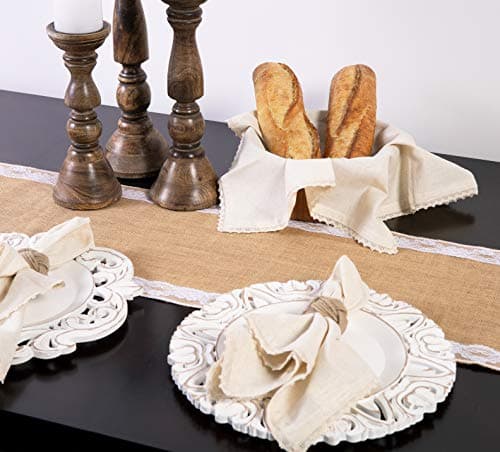 COTTON CRAFT Flax Linen Cloth Napkins with Lace - Set of 12 Lunch Dinner Napkins - Elegant Everyday Fall Harvest Thanksgiving Holiday Table Napkin - Washable Reusable Napkin - Oversized 20x20- Natural 7