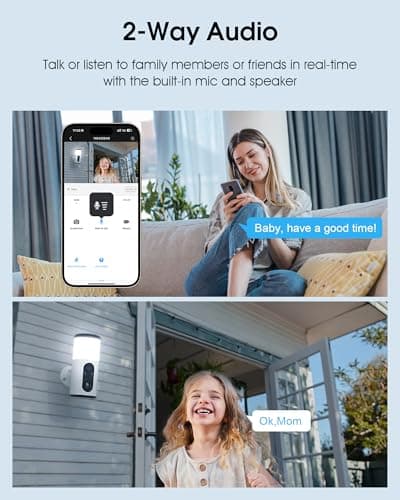 ANRAN Solar Security Cameras Wireless Outdoor with Light,2K Porch Floodlight Camera with Color Night Vision & AI Motion Detection,2-Way Talk Spotlight Siren Alarm,Compatible with Alexa,2PCS 6