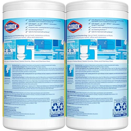 Clorox Disinfecting Cleaning Wipes for Spring Cleaning & Allergy Season, Bleach Free, Fresh Scent and Crisp Lemon, 75 Count Each, Pack of 2 7