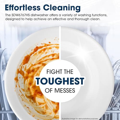 SHARP SDW6767HS Smart Dishwasher Works with Alexa. Includes LED Interior lights, Stainless Steel interior, Heated Dry with Fan Assist, Wash Zone cleans half load on either rack, Adjustable Third Rack 8