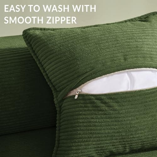 MOEYURO Compression Sofa - 78''Convertible Floor Sofa Bed - with Pillow Back Support Armrest - Comfy Foldable Sofa Bed Compressed Sofa in Box - Corduroy Fabric - for Living Room Bedroom (Green) 5