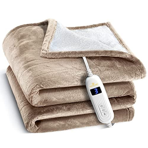 Medical king Heated Blanket, Machine Washable Extremely Soft & Comfortable Electric Blanket Throw Fast Heating with Hand Controller 10 Heating Settings & auto Shut-Off (Beige, 50 x 60)
