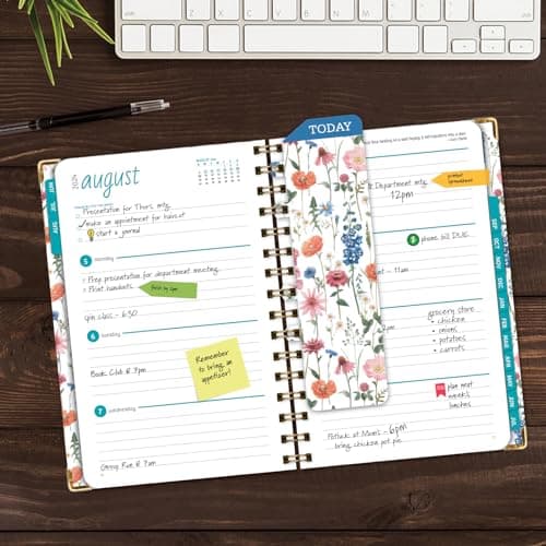 HARDCOVER Academic Year 2024-2025 Planner: (June 2024 Through July 2025) 5.5"x8" Daily Weekly Monthly Planner Yearly Agenda. Bookmark, Pocket Folder and Sticky Note Set (Colorful Botanicals) 7