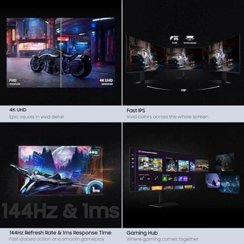 Samsung 32” Odyssey G7 (G70D) 4K UHD IPS 144Hz 1ms(GtG) Smart Gaming Monitor, G-Sync Compatible, AMD Freesync Premium, Vivid Colors, Adjustable Stand, Black Equalizer, LS32DG702ENXZA 9