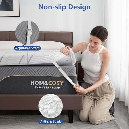 Firm Memory Foam Mattress Topper Queen 4 Inch with Removable Silk Cover, Premium Cooling Egg Crate Gel+ Bamboo High-Density Memory Foam Mattresses Topper for Pain Relief 6