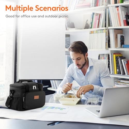 Lifewit Medium Lunch Bag Insulated Lunch Box Soft Cooler Cooling Tote for Adult Men Women, Black 12-Can (9L) 7