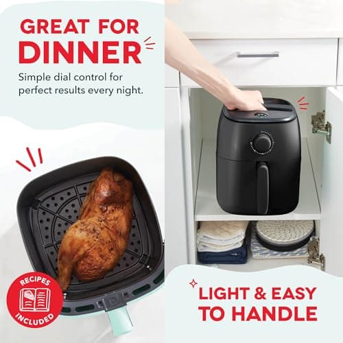 Dash Tasti-Crisp™ Air Fryer - AirCrisp® Technology - Compact Design with Adjustable Temperature Control - Nonstick Fry Basket & Auto Shut-Off Feature - 2.6 Quarts - Black 5