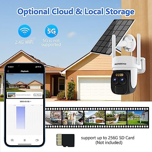 [ 8X Zoom ] 4K 5Dbi Security Cameras Wireless Outdoor, Battery Powered Solar Security Camera Outdoor 360° PTZ WiFi Camera with Spotlight Siren, Motion Detection,Color Night Vision,2.4/5GHz,2-Way Audio 4