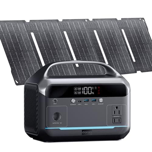 Portable Power Station 90,000mAh with 40W Solar Panel, DaranEner 288Wh LiFePO4 Battery, Backup w/2× 350W (600W Surge)110V Pure Sine Wave AC Outlet, Solar Generator for Home Backup, CPAP, RV, Camping