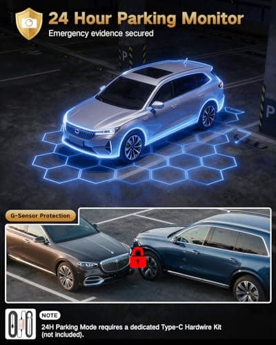 LECTRUS 4K Dash Cam Front and Rear Inside, 3-Channel Cars Camera Dash with 170° Wide Angle, Free 64GB SD Card, 5.8GHz WiFi, Night Vision, G-Sensor, Loop Recording, Parking Monitor, USB C, Max 256GB 6