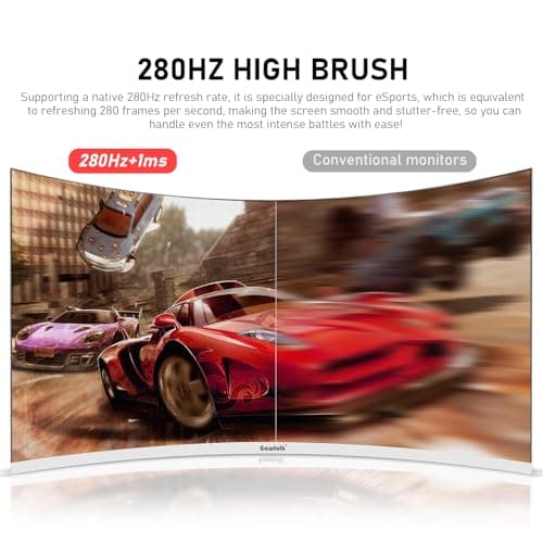 Gawfolk 27 Inch PC Computer Screen,1800R Curved Gaming 280Hz Monitors, FHD 1080p 1ms, Freesync, 98% sRGB,178 ° Angle View HDMI2.0、DisplayPort, Compatible with Wall-Mounted 100 * 100MM-White 2