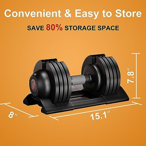 ALTLER 52LB Adjustable Dumbbell Set with Tray for Workout Strength Training Fitness, Adjustable Weight Dial Dumbbell with Anti-Slip Handle and Weight Plate for Home Exercise 7